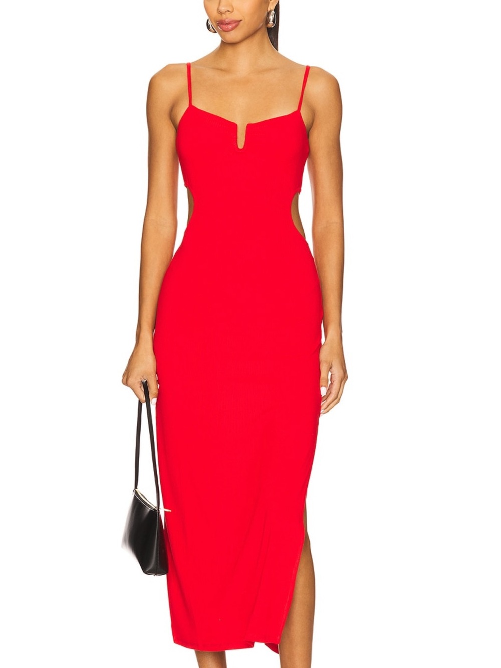 l*space Red Cutout Spaghetti-Strap Midi Dress
